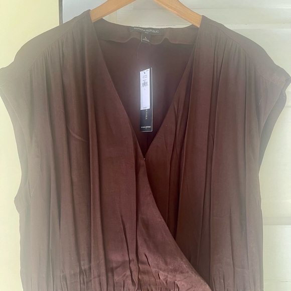 Banana Republic factory midi dress, NWT size l, chocolate brown - Picture 3 of 5
